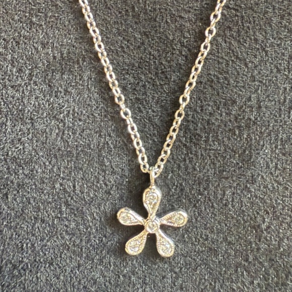 Designer CATHY WATERMAN Platinum Diamond DAISY Flower Pendant 16" Chain Necklace - Picture 12 of 16